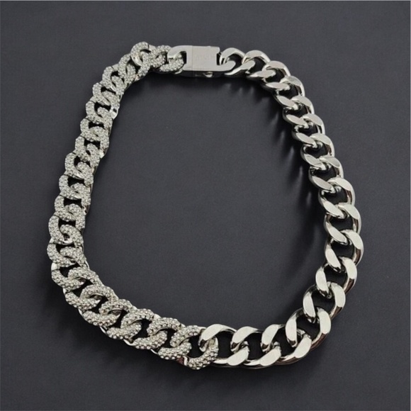 SAINT LAURENT YSL NECKLACE CHOCKER CUBAN LINK CHAIN - Picture 5 of 5